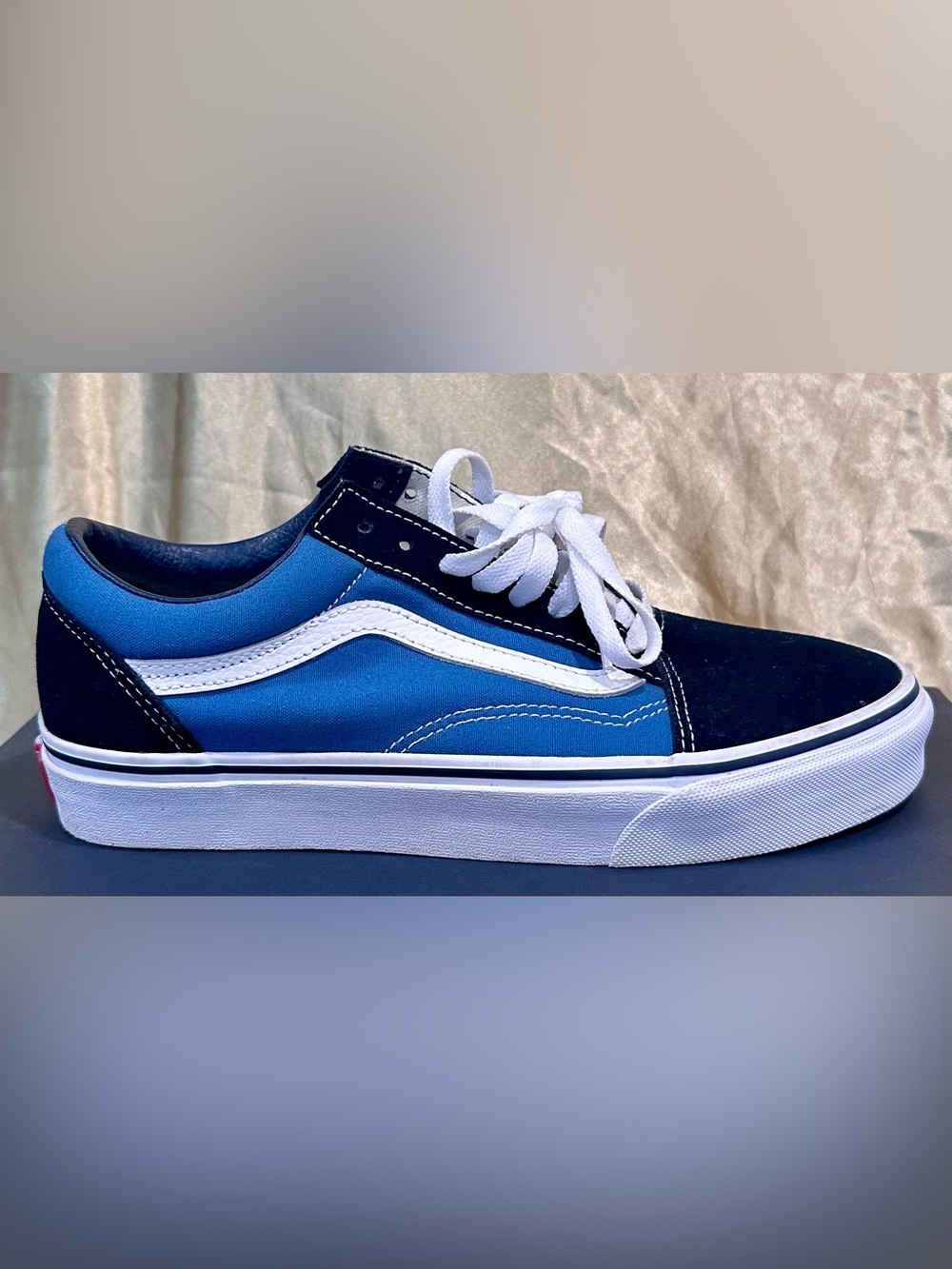 Vans Blue & Black Canvas Low-Top with White Stripe